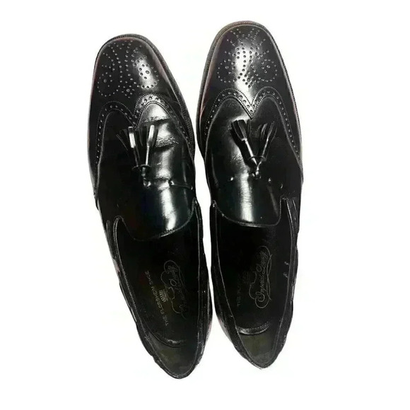 Vintage Florsheim Mens Oxford 9 The Royal Imperial Black Wing Tip Dress Shoes main image 8